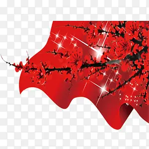 红色喜庆新年年货展板梅花枝
