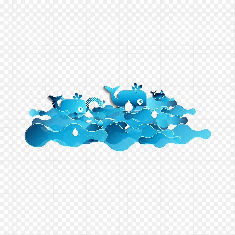 卡通可爱波浪鱼