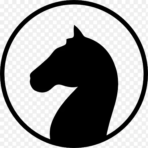 马的头朝左一圈黑色形状内轮廓图标