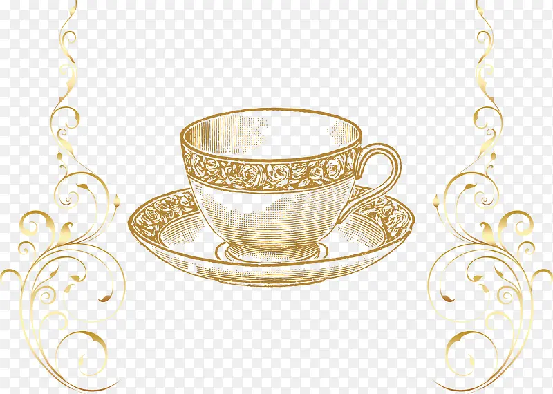 矢量金色茶杯
