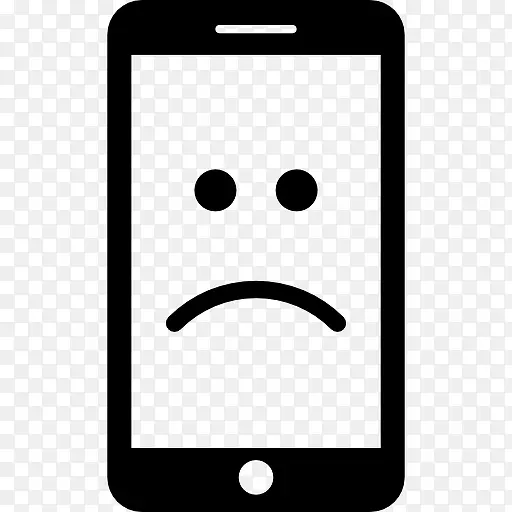 智能手机与悲伤的脸在屏幕上图标