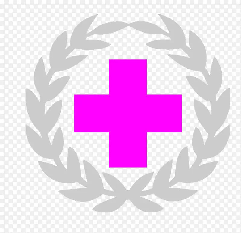 灰色麦穗粉色十字红十字会标识