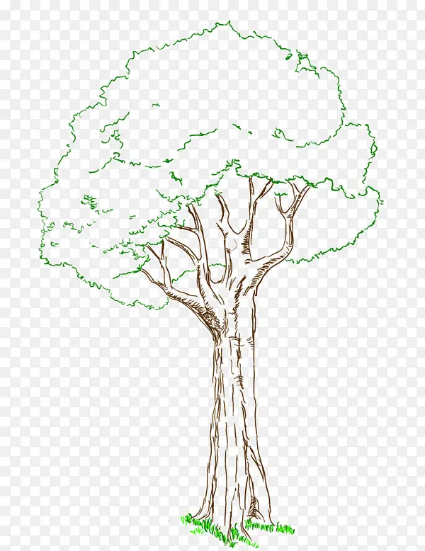 简易蜡笔画大树