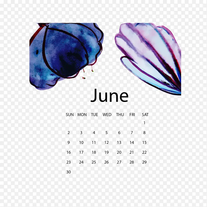 2019水彩植物6月年历