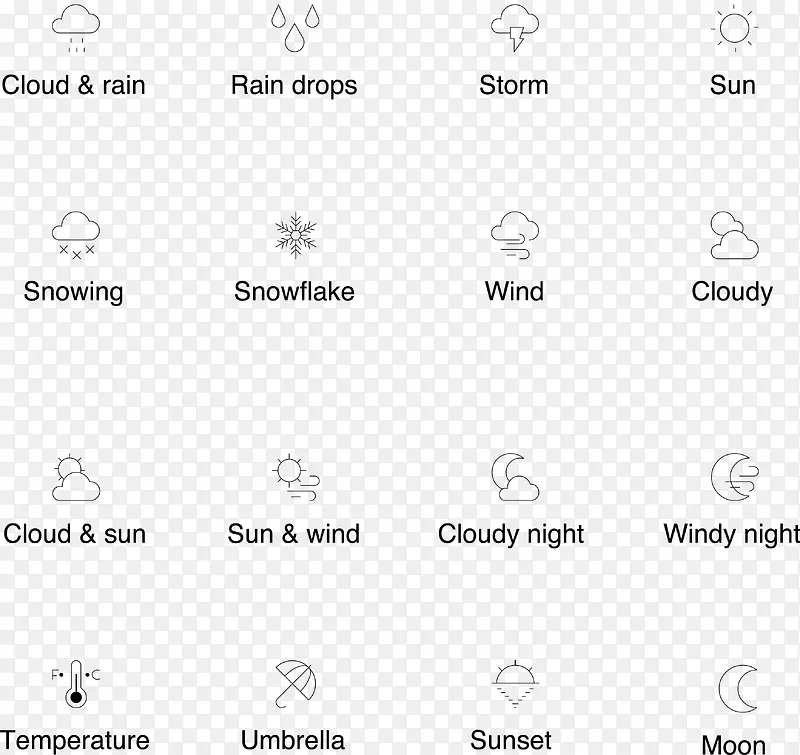 天气预报线型矢量图标icon
