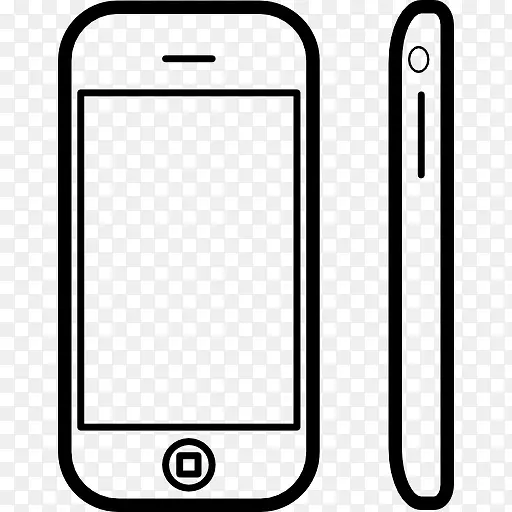 苹果iPhone手机的工具，从正面和侧面图标
