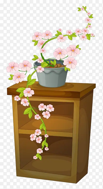 卡通桌子上的花朵