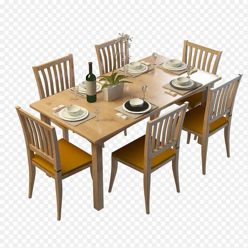 木制简单纯色北欧餐桌