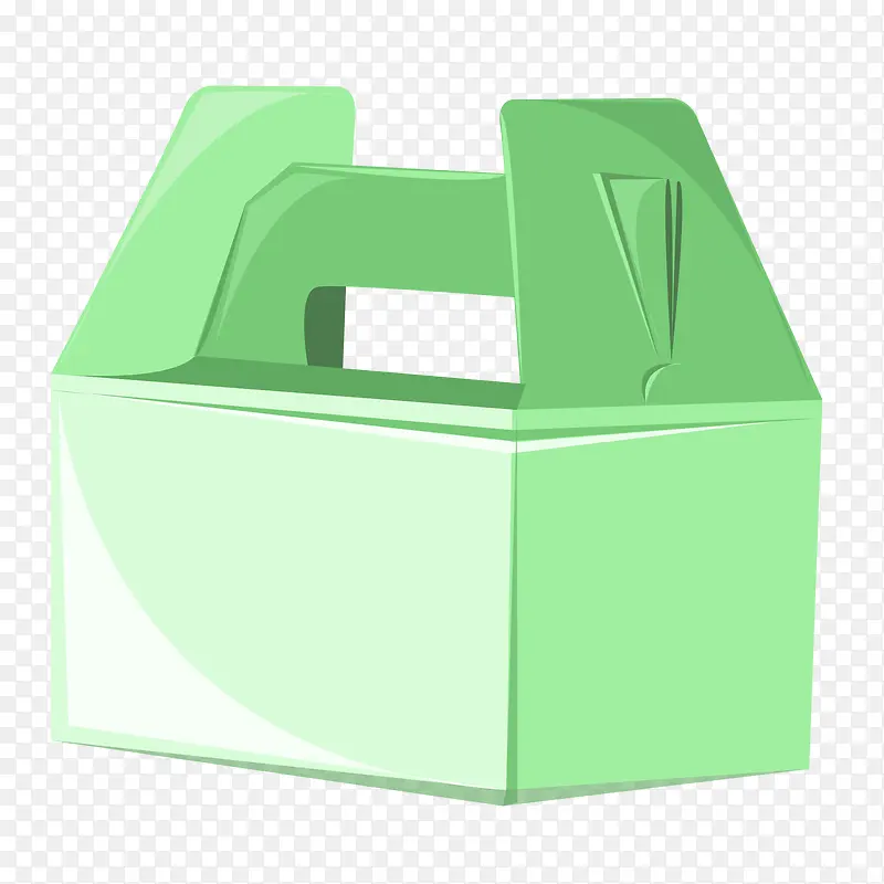 矢量手绘绿色手提包装盒