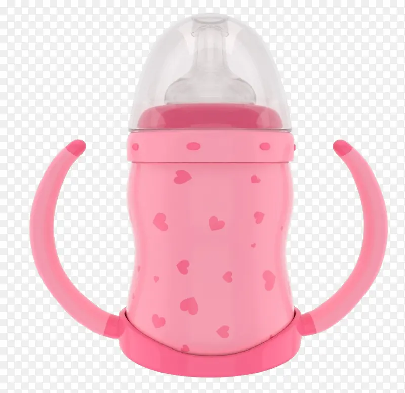 粉色宝宝心图案奶瓶