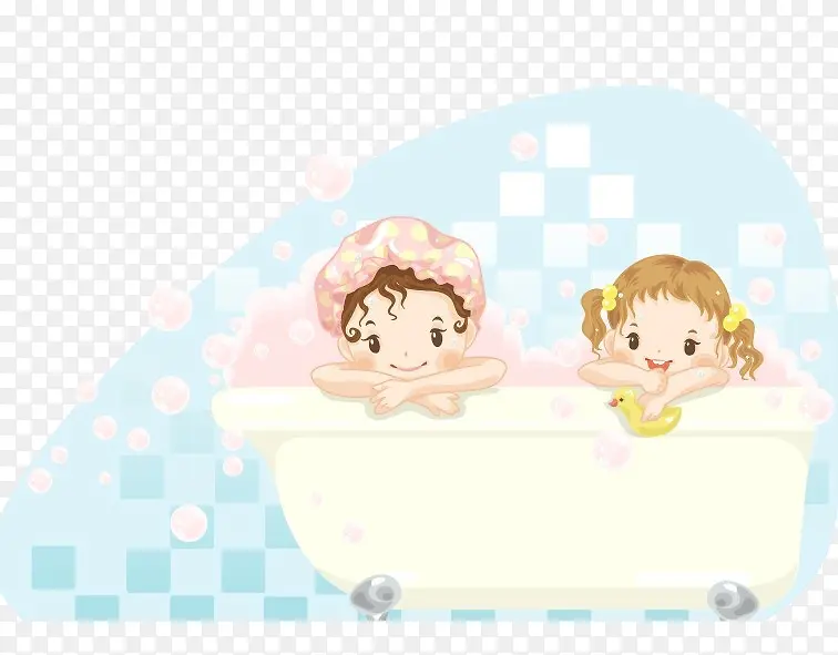 两个宝宝洗澡图片素材