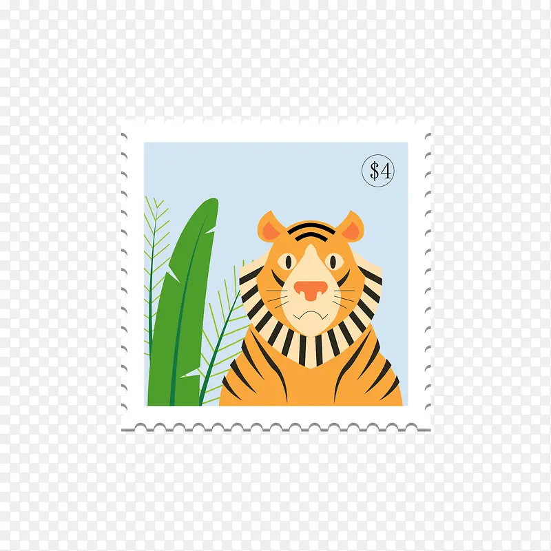 老虎动物邮票