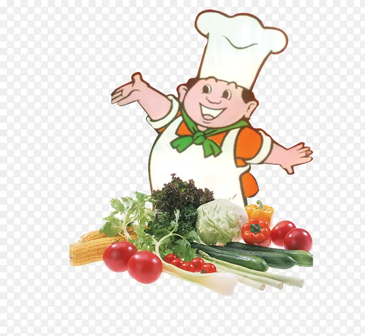 各种蔬菜卡通厨师