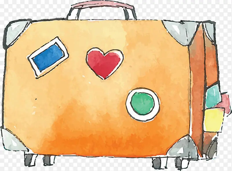 棕色手绘旅游手提箱