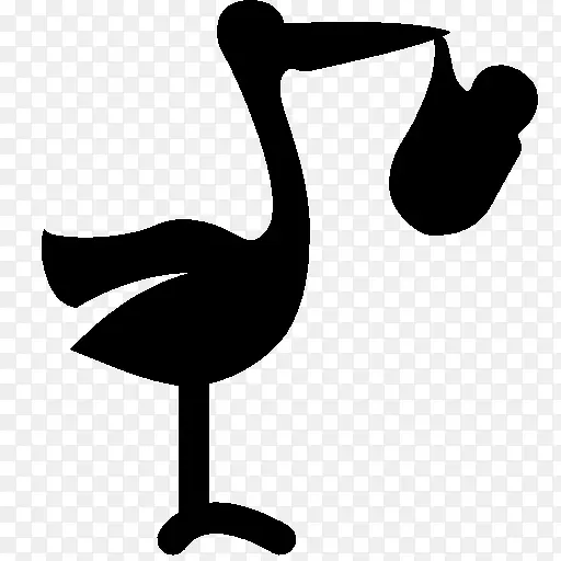 Baby Stork With Bundle Icon