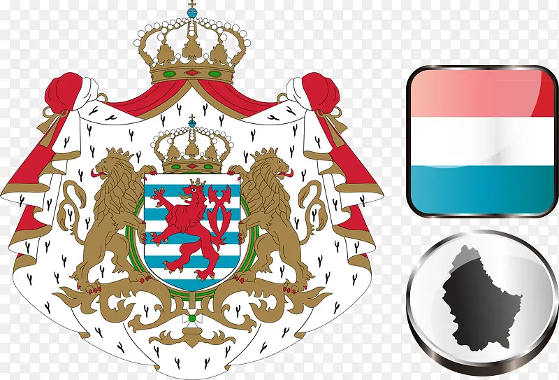 卢森堡矢量国徽国旗元素