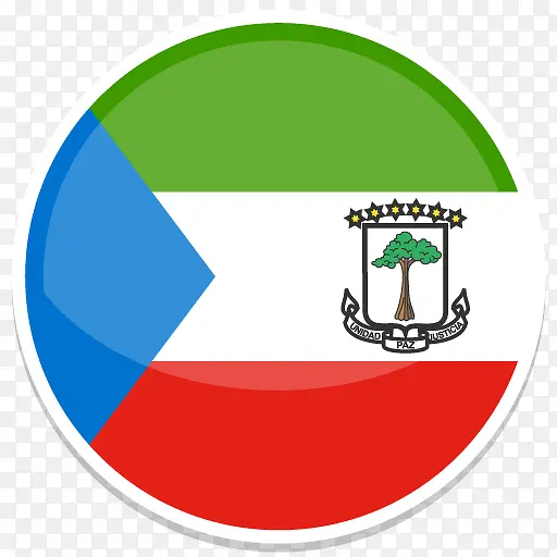 赤道几内亚平圆世界国旗图标集