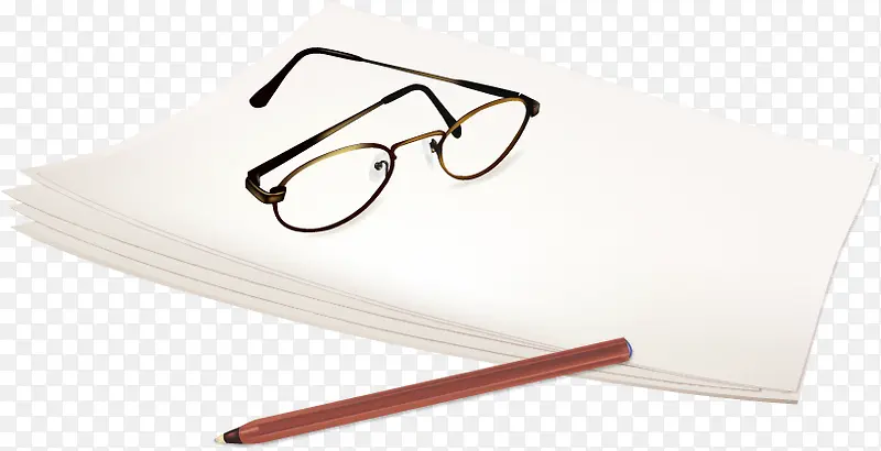 矢量纸张眼镜和笔