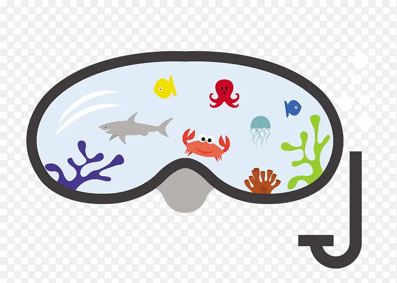 潜水眼镜里面的海底世界创意图片