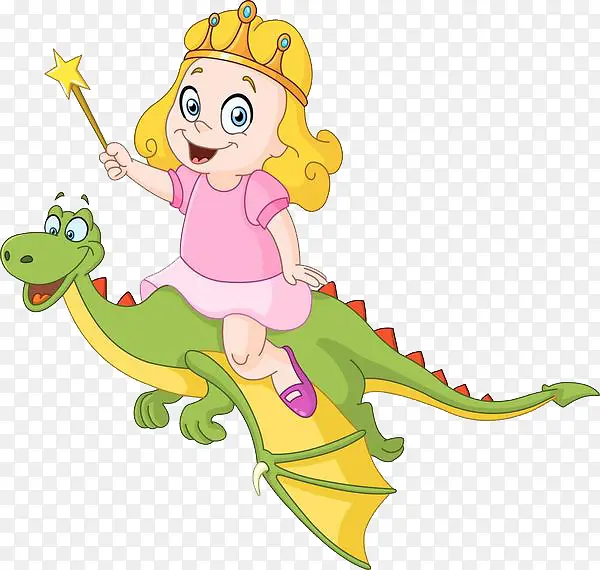 骑在恐龙身上的小公主