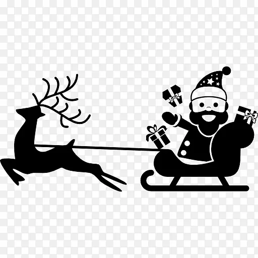 圣诞老人坐在他的雪橇图标