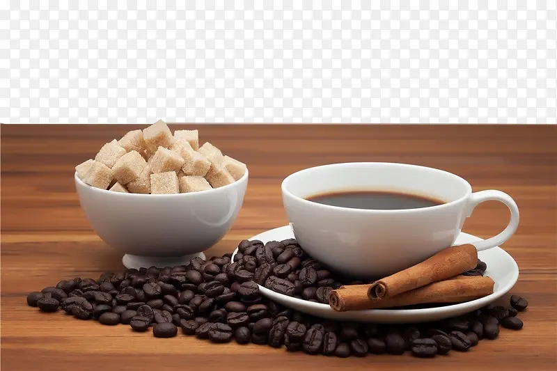 咖啡豆和蔗糖
