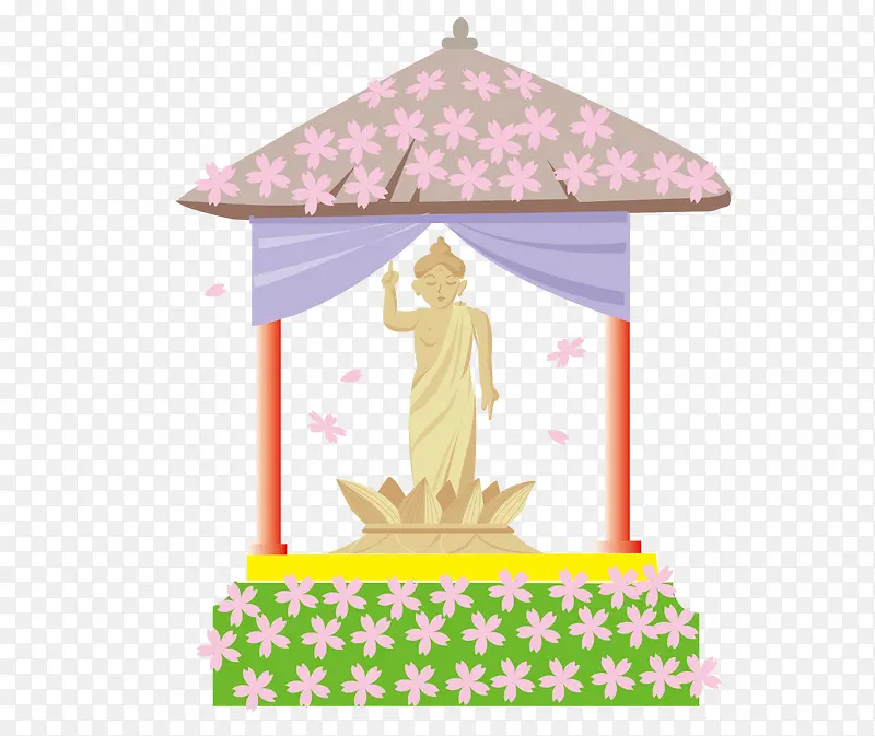 泰国神像小亭子矢量素材