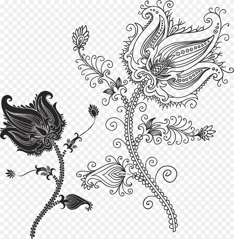 黑白复杂欧式花纹