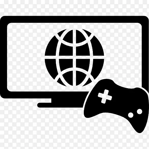在线游戏的象征，监视器和游戏控制图标