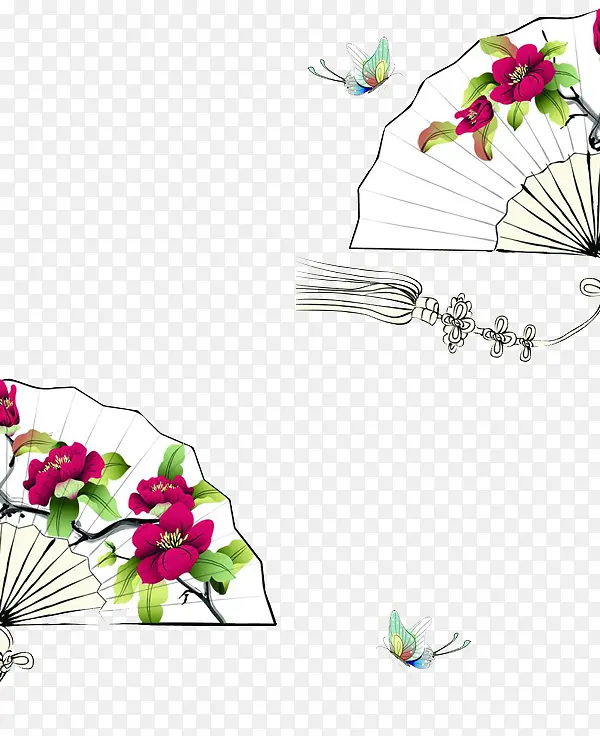 中国风花卉扇子素材背景