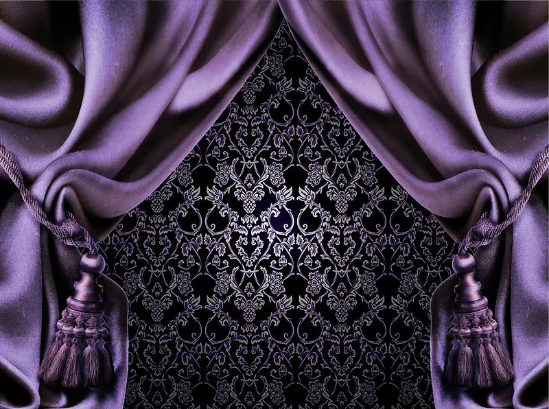 紫色窗帘花纹背景