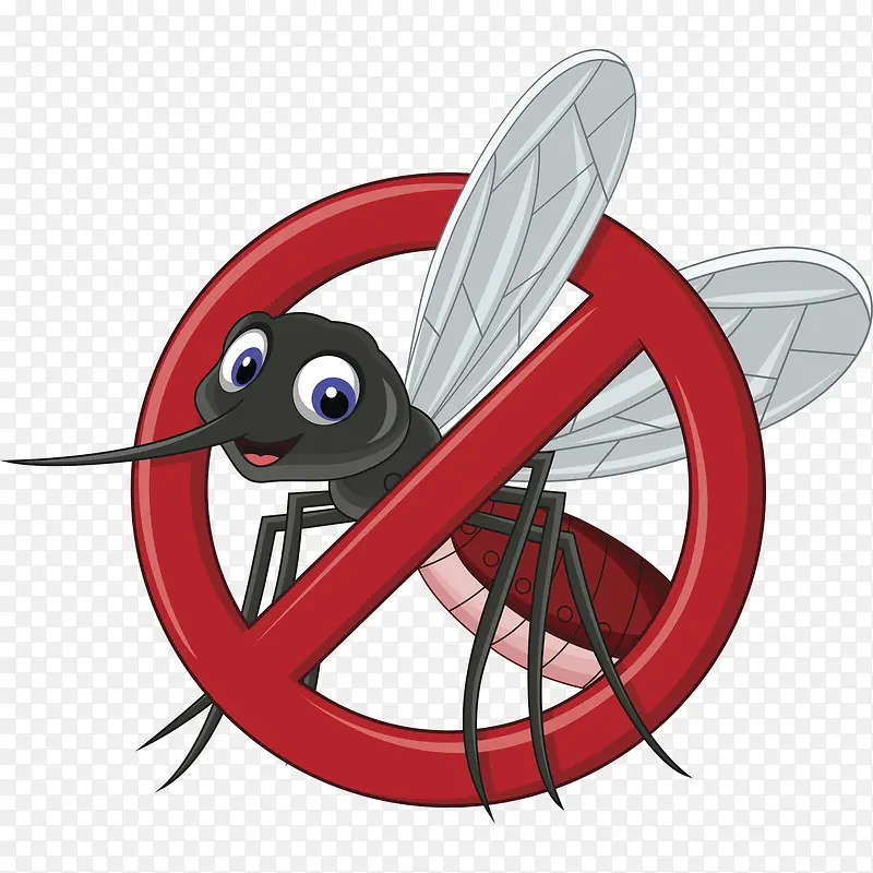 卡通可爱的禁止蚊子疾控图标免抠