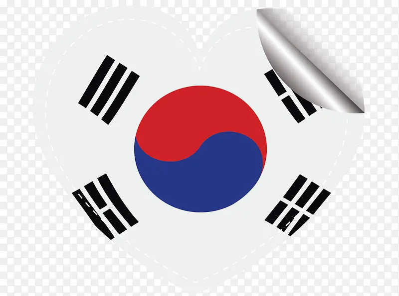 韩国国旗爱心贴纸