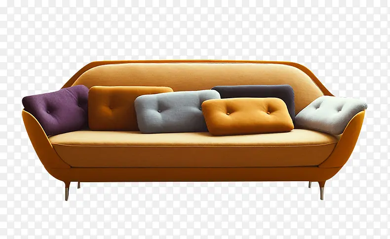 黄色欧式舒适沙发素材