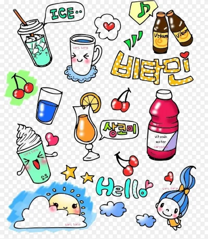 韩国可爱饮料贴纸