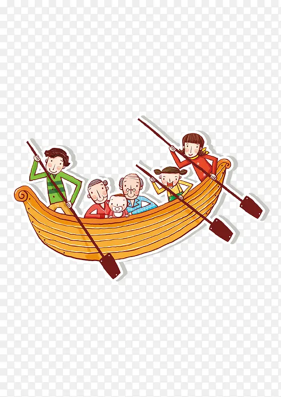 一家人划船