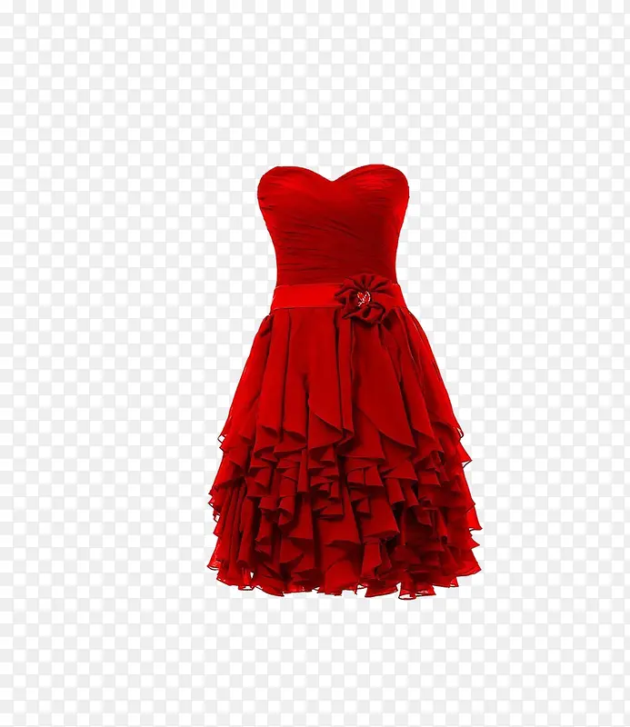 红色抹胸裙