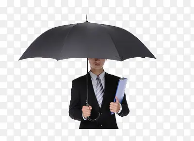一商务男子撑着雨伞