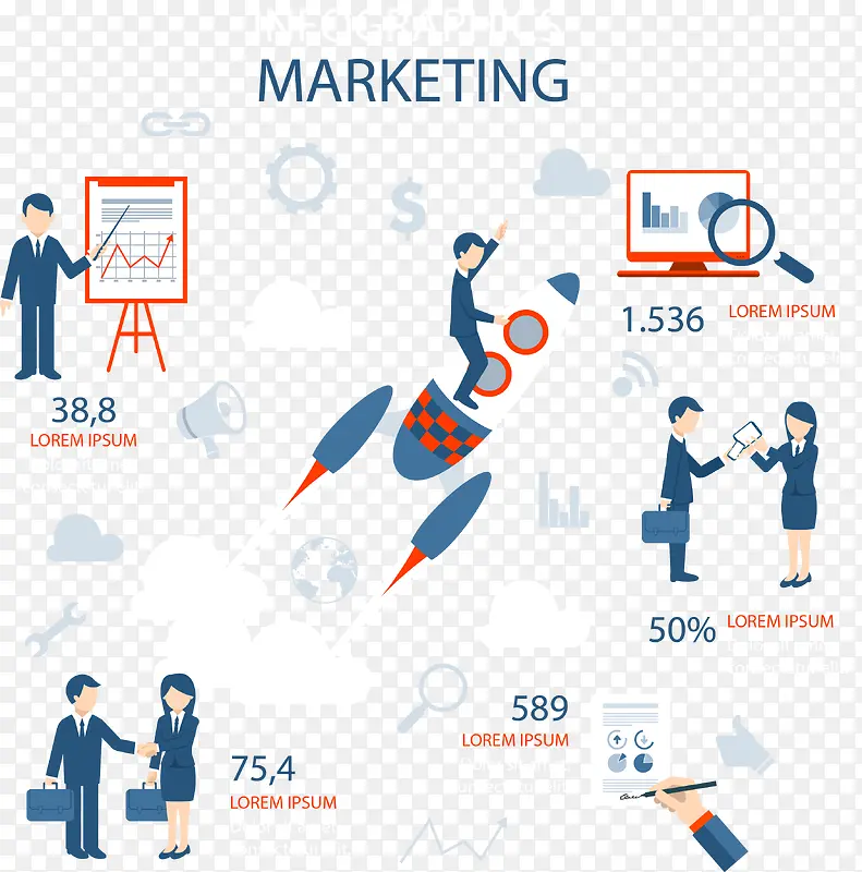 商务人物市场营销信息图矢量素材
