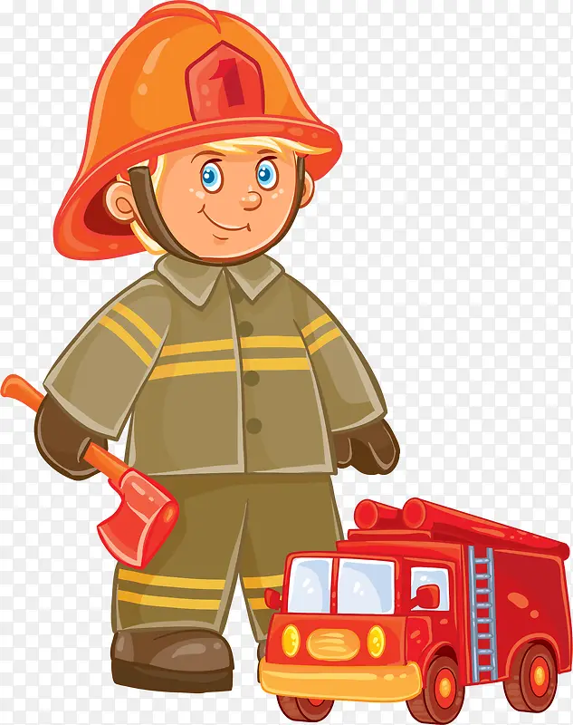 卡通手绘消防员