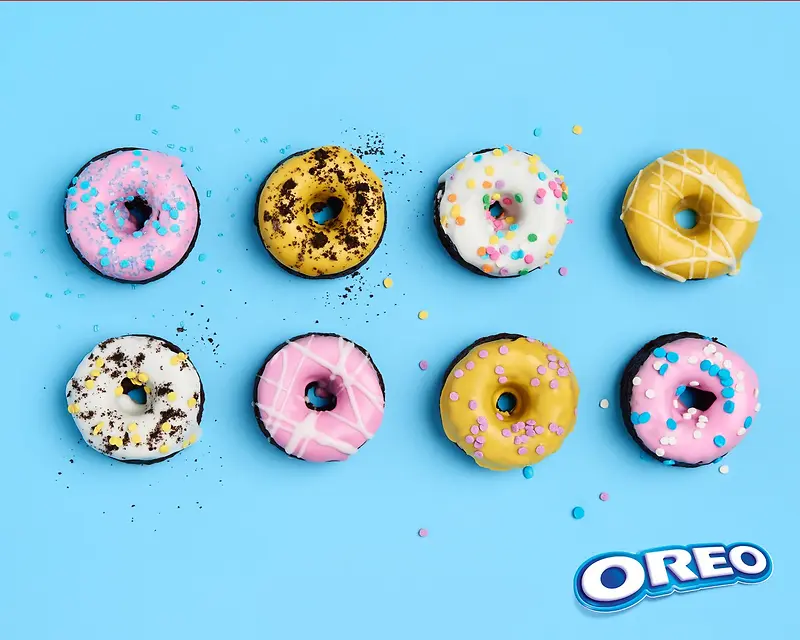 彩色美味甜甜圈海报背景广告