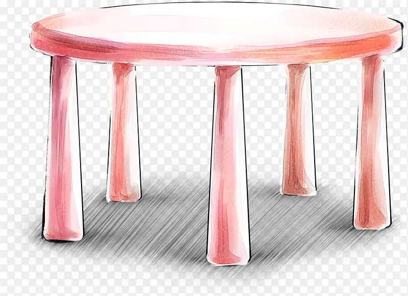 创意手绘扁平风格粉红色的凳子