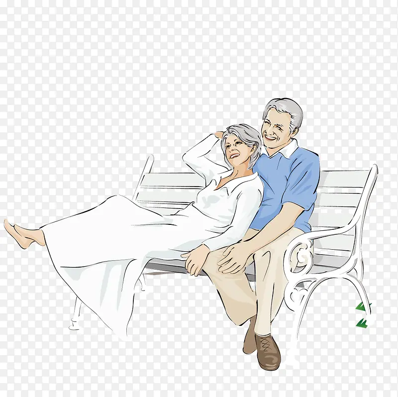 躺在椅子上的老年夫妻
