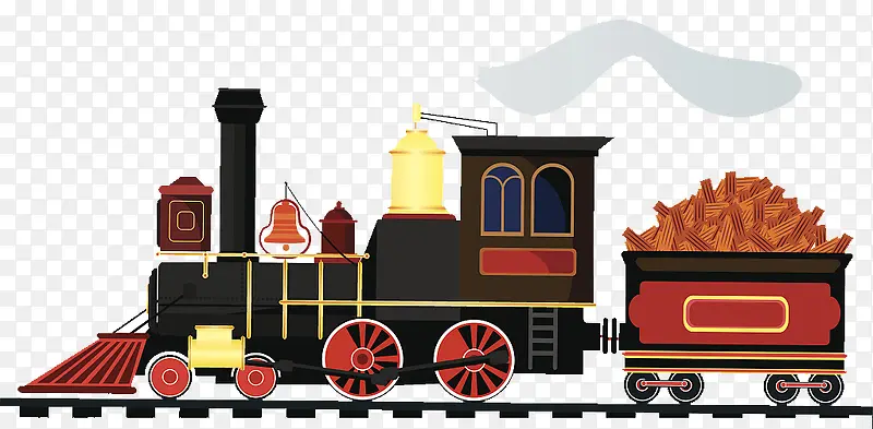 卡通手绘插图运输火车