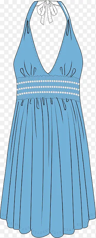 蓝色矢量裙子素材图