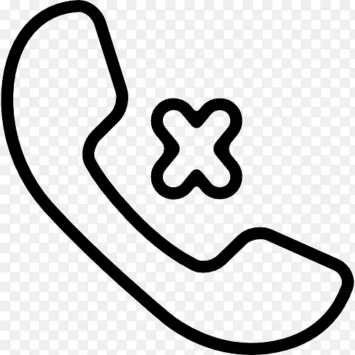 耳的电话和十字符号的轮廓图标