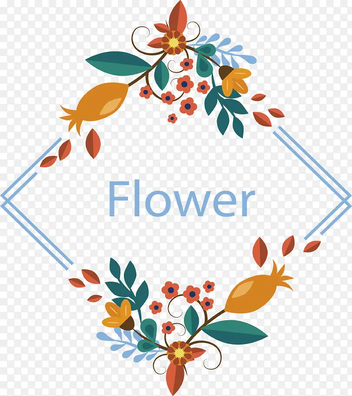 菱形花朵标题框
