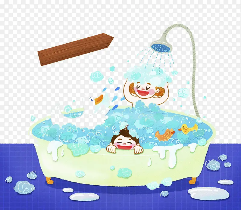 淋浴洗澡的小孩