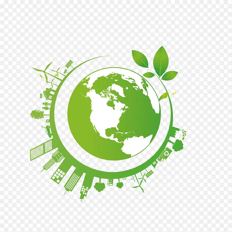 绿色清新创意地球环保插画