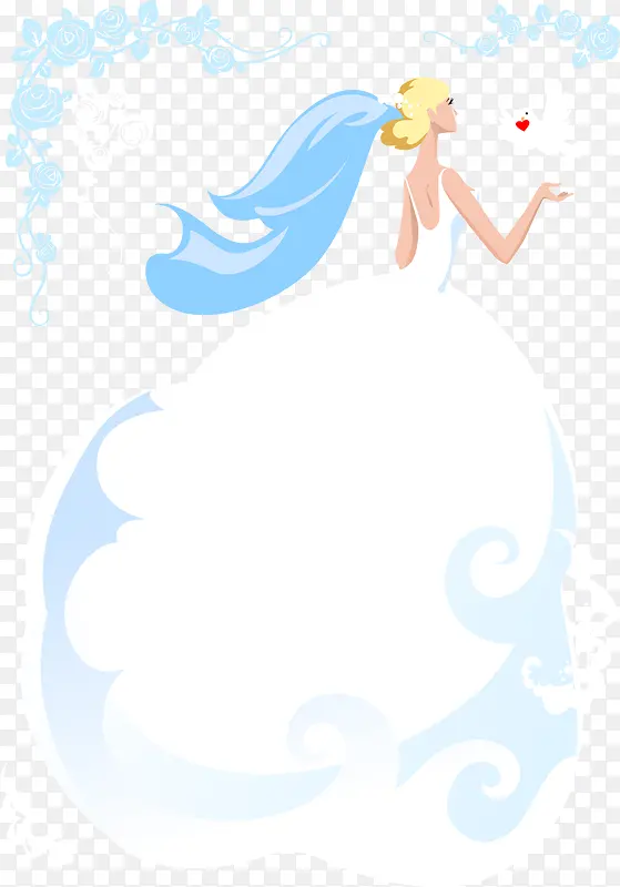 穿白裙的美女卡通手绘